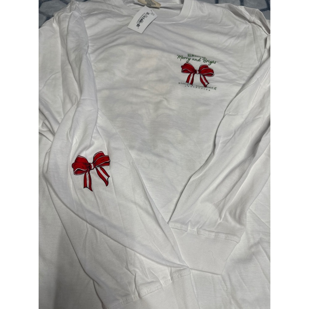 Simply Southern Long Sleeve Merry Dog Christmas TShirt White XXL NWTs Gift Ready - Picture 4 of 4